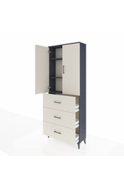 Arges Dolap 3 Raflı 3 Çekmeceli 2 Kapaklı 88x30x221 Antrasit-Aytaşı