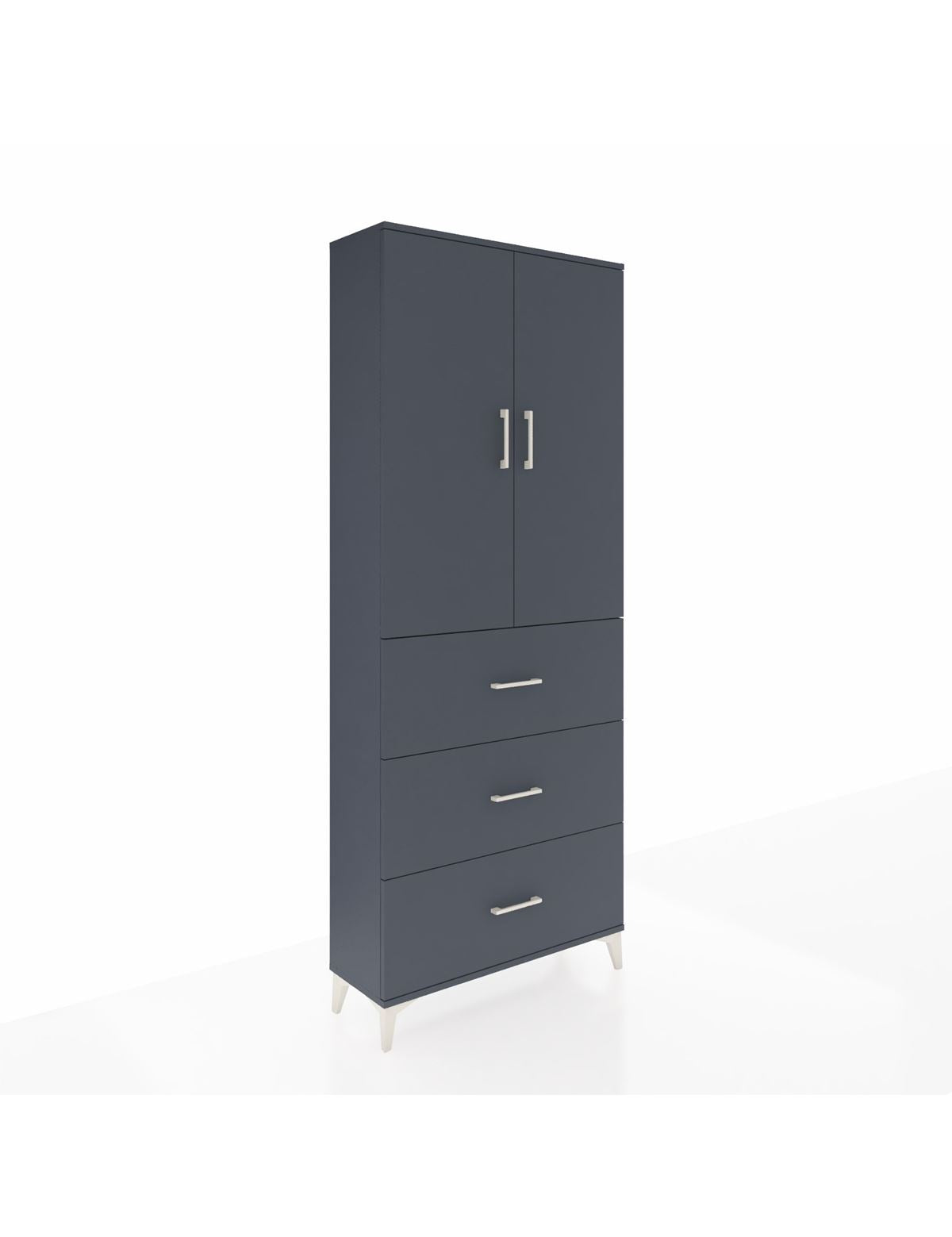 Arges Dolap 3 Raflı 3 Çekmeceli 2 Kapaklı 88x30x221 Antrasit-Antrasit