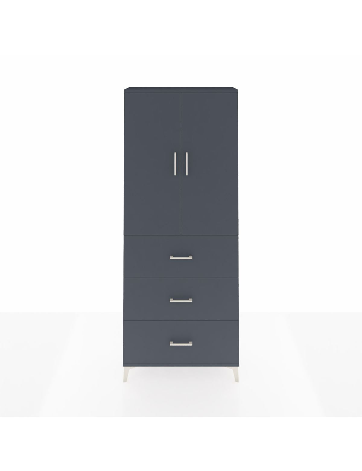 Arges Dolap 3 Raflı 3 Çekmeceli 2 Kapaklı 88x30x221 Antrasit-Antrasit