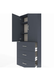 Arges Dolap 3 Raflı 3 Çekmeceli 2 Kapaklı 88x30x221 Antrasit-Antrasit