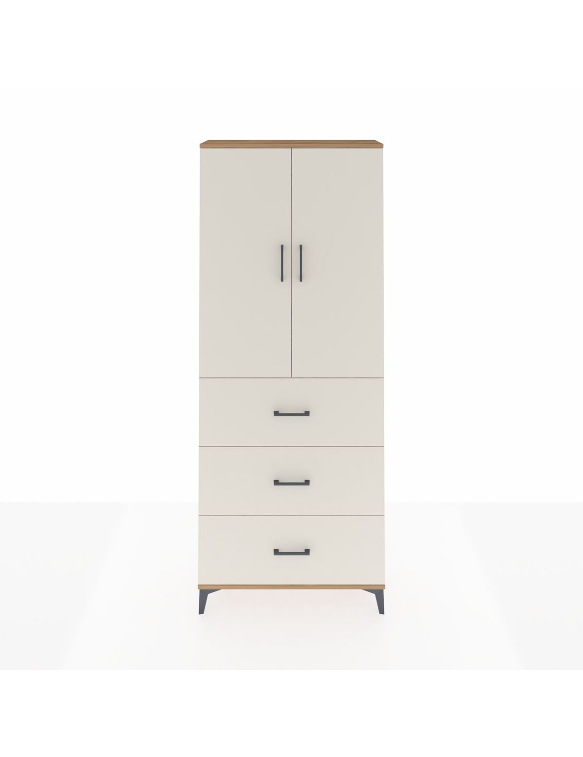 Arges Dolap 3 Raflı 3 Çekmeceli 2 Kapaklı 88x30x221 Çam-Aytaşı