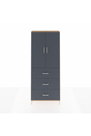 Arges Dolap 3 Raflı 3 Çekmeceli 2 Kapaklı 88x30x221 Çam-Antrasit