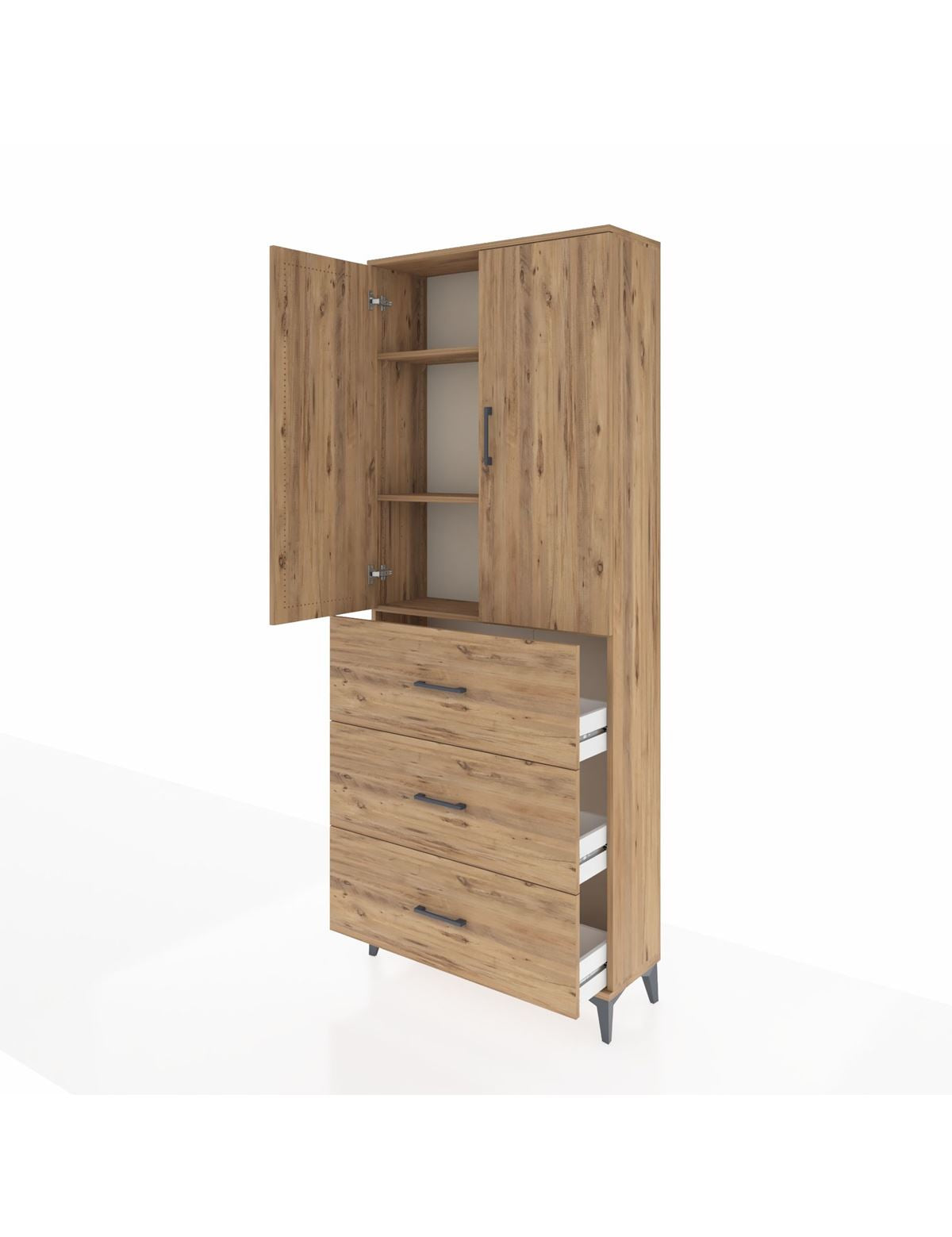 Arges Dolap 3 Raflı 3 Çekmeceli 2 Kapaklı 88x30x221 - S30M133V9A
