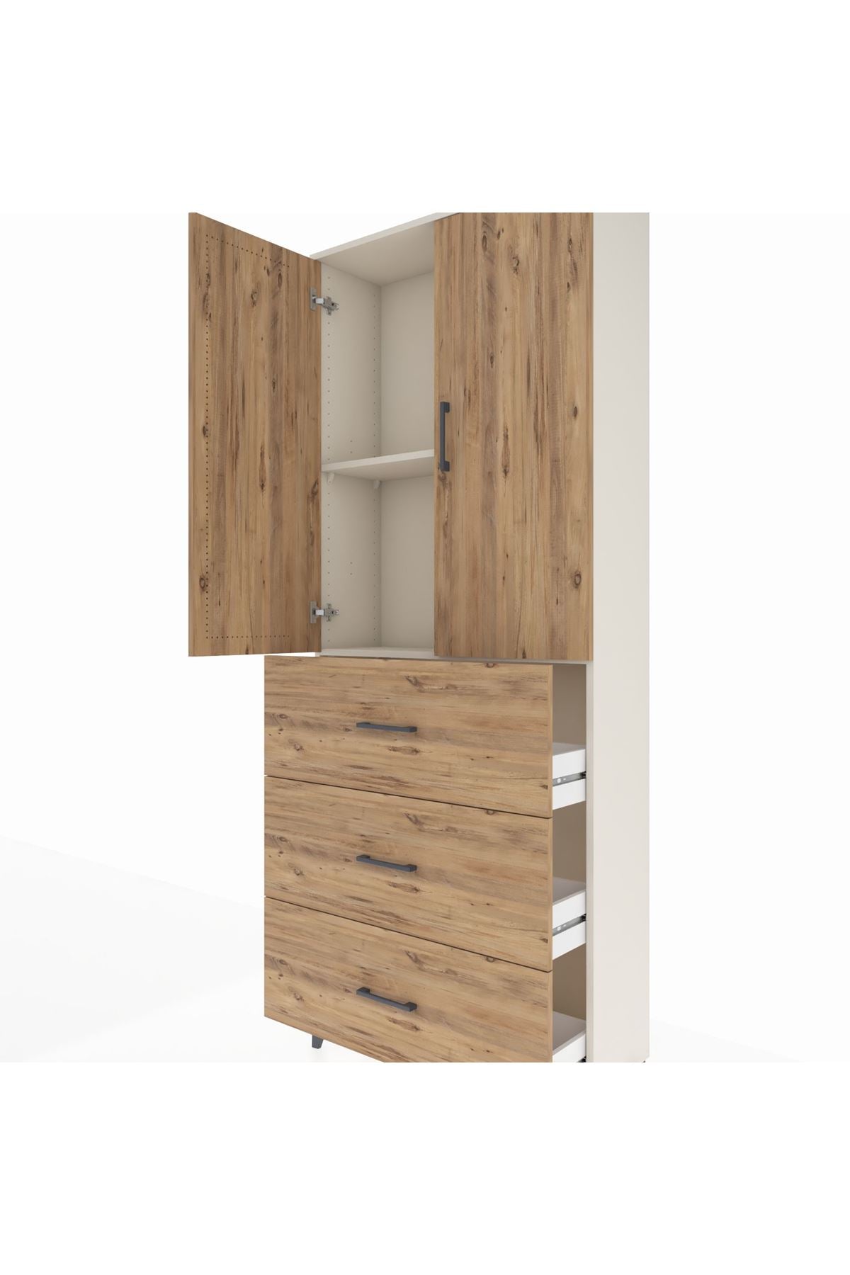 Arges Dolap 2 Raflı 3 Çekmeceli 2 Kapaklı 88x30x221 Aytaşı-Çam