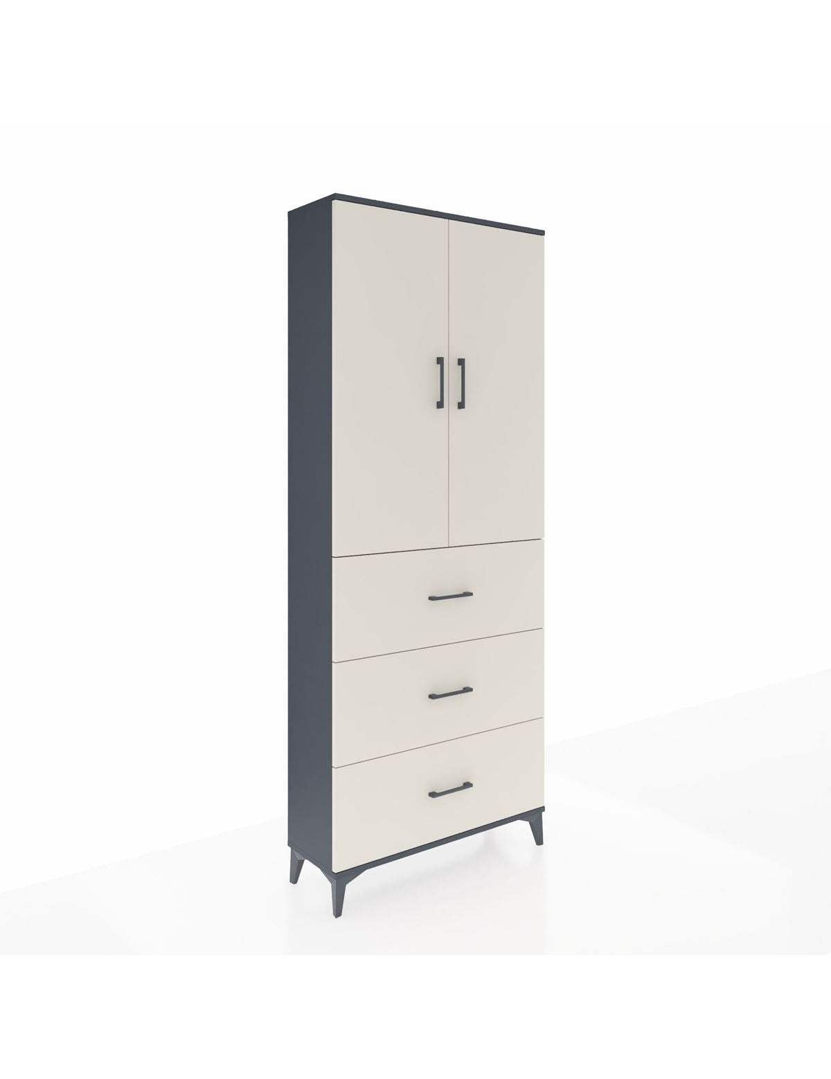 Arges Dolap 2 Raflı 3 Çekmeceli 2 Kapaklı 88x30x221 Antrasit-Aytaşı