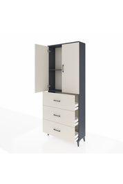 Arges Dolap 2 Raflı 3 Çekmeceli 2 Kapaklı 88x30x221 Antrasit-Aytaşı