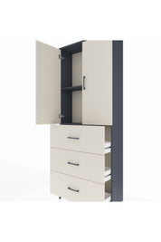 Arges Dolap 2 Raflı 3 Çekmeceli 2 Kapaklı 88x30x221 Antrasit-Aytaşı