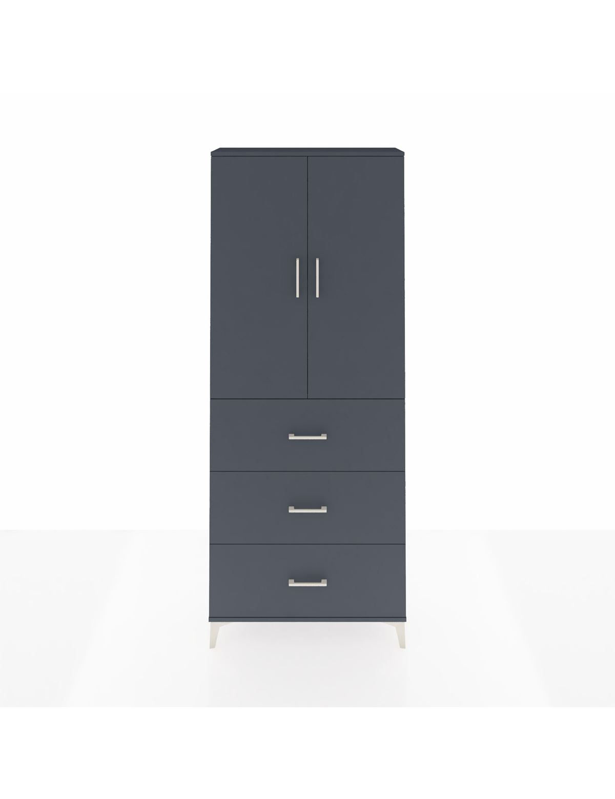 Arges Dolap 2 Raflı 3 Çekmeceli 2 Kapaklı 88x30x221 Antrasit-Antrasit