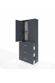 Arges Dolap 2 Raflı 3 Çekmeceli 2 Kapaklı 88x30x221 Antrasit-Antrasit