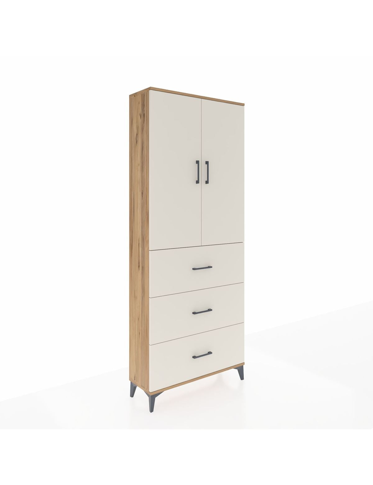 Arges Dolap 2 Raflı 3 Çekmeceli 2 Kapaklı 88x30x221 Çam-Aytaşı