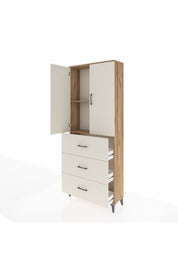 Arges Dolap 2 Raflı 3 Çekmeceli 2 Kapaklı 88x30x221 Çam-Aytaşı