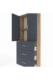Arges Dolap 2 Raflı 3 Çekmeceli 2 Kapaklı 88x30x221 Çam-Antrasit