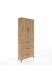 Arges Dolap 2 Raflı 3 Çekmeceli 2 Kapaklı 88x30x221 Çam-Çam