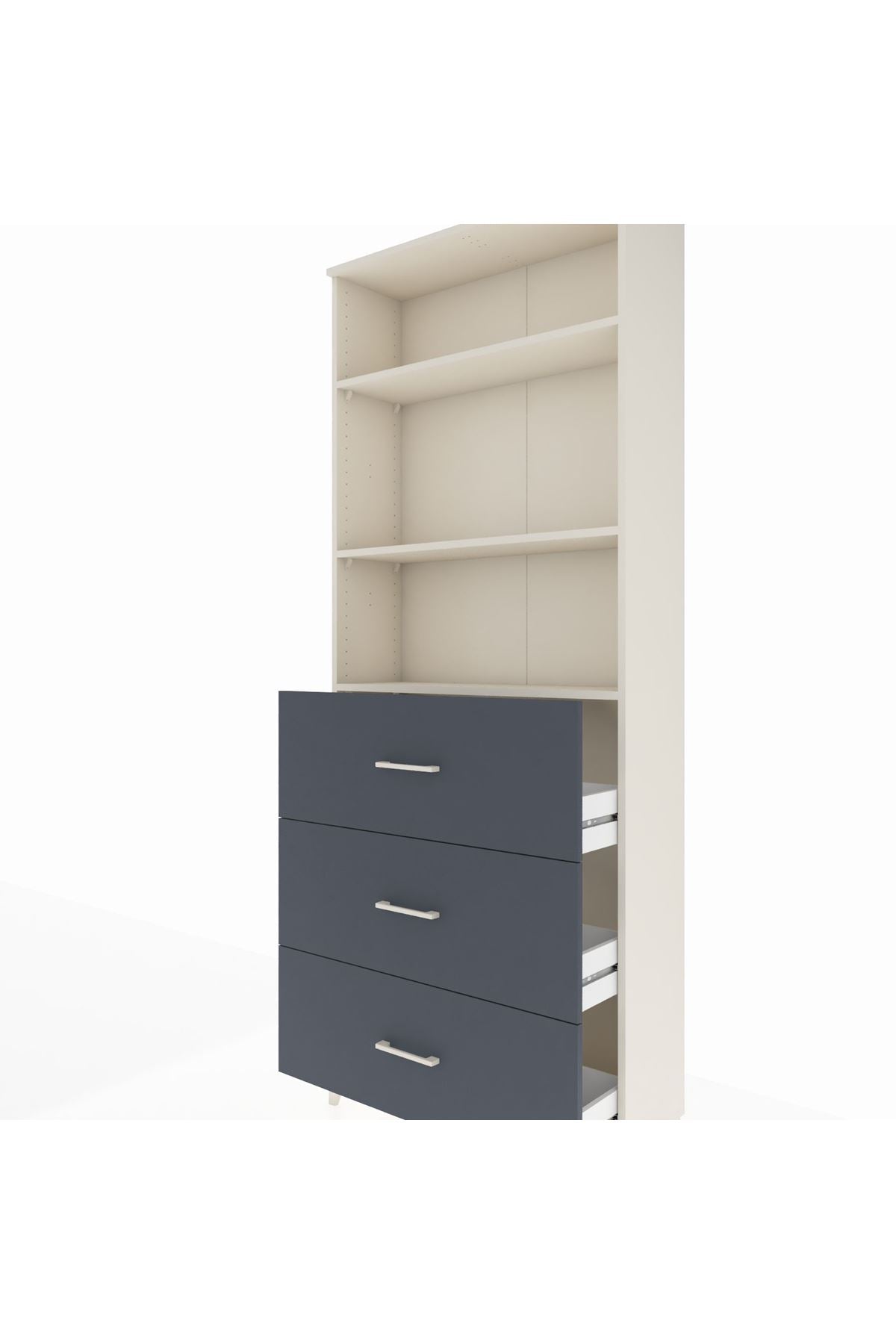 Arges Dolap 3 Raflı 3 Çekmeceli 88x30x221 Aytaşı-Antrasit