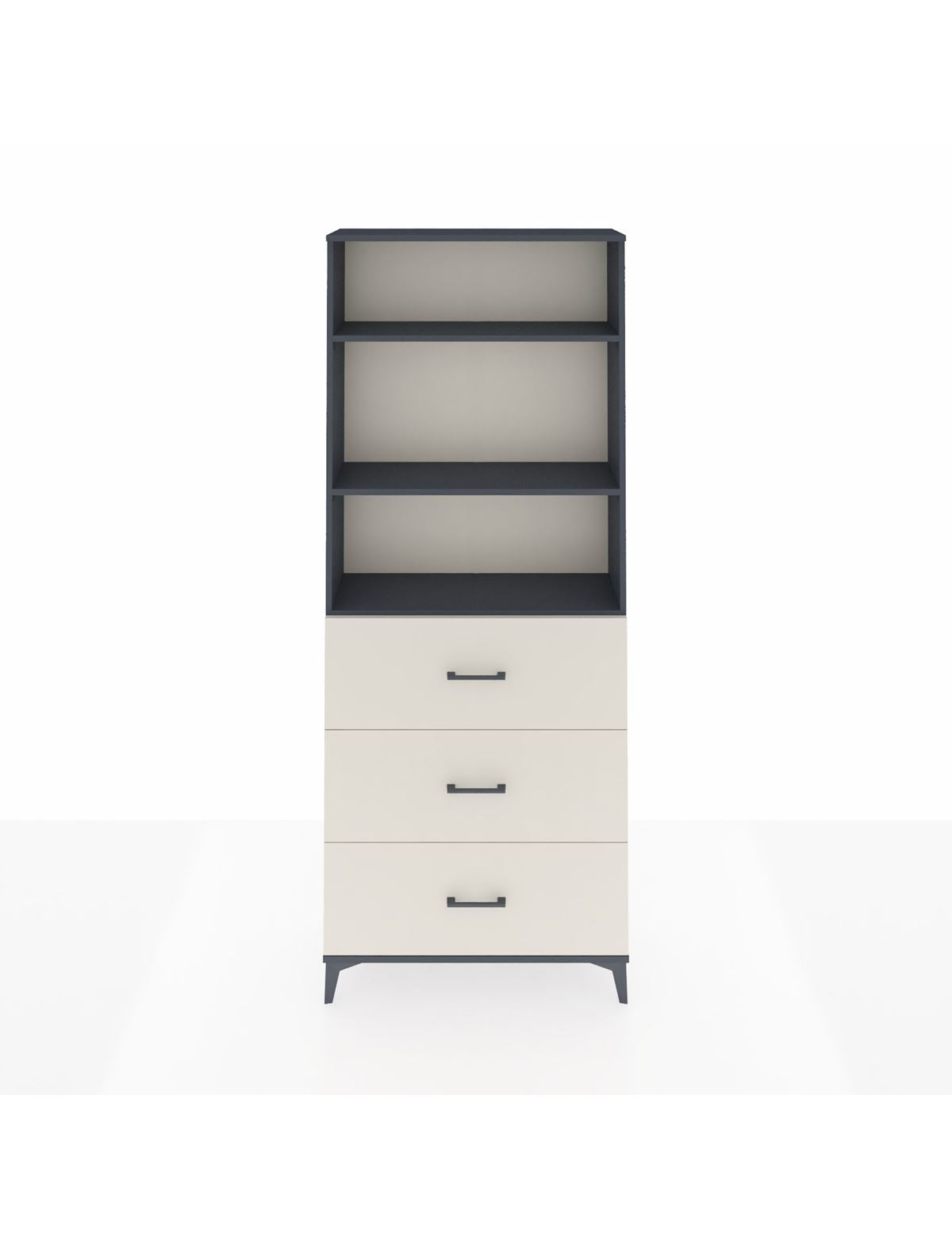 Arges Dolap 3 Raflı 3 Çekmeceli 88x30x221 Antrasit-Aytaşı