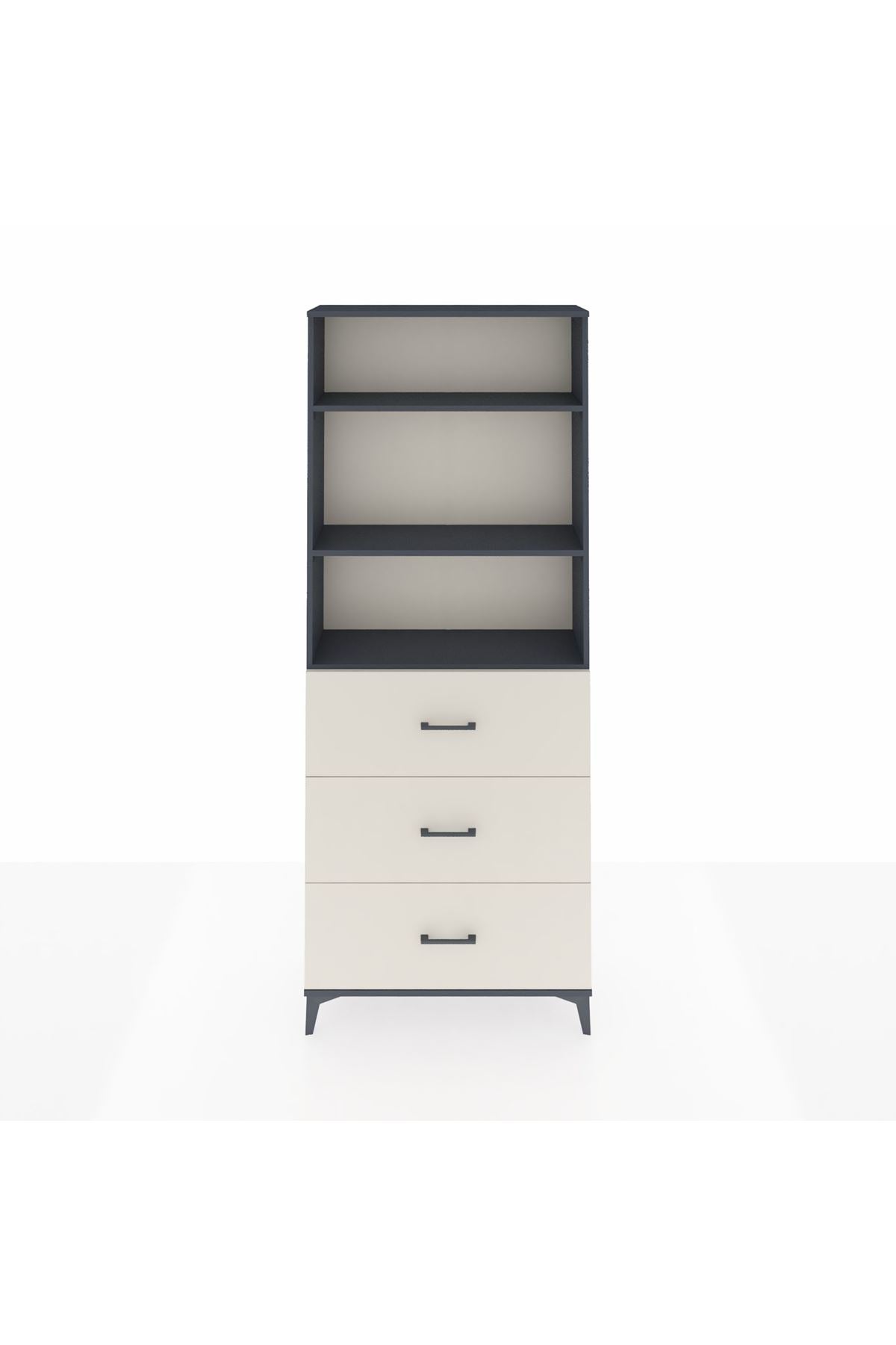Arges Dolap 3 Raflı 3 Çekmeceli 88x30x221 Antrasit-Aytaşı