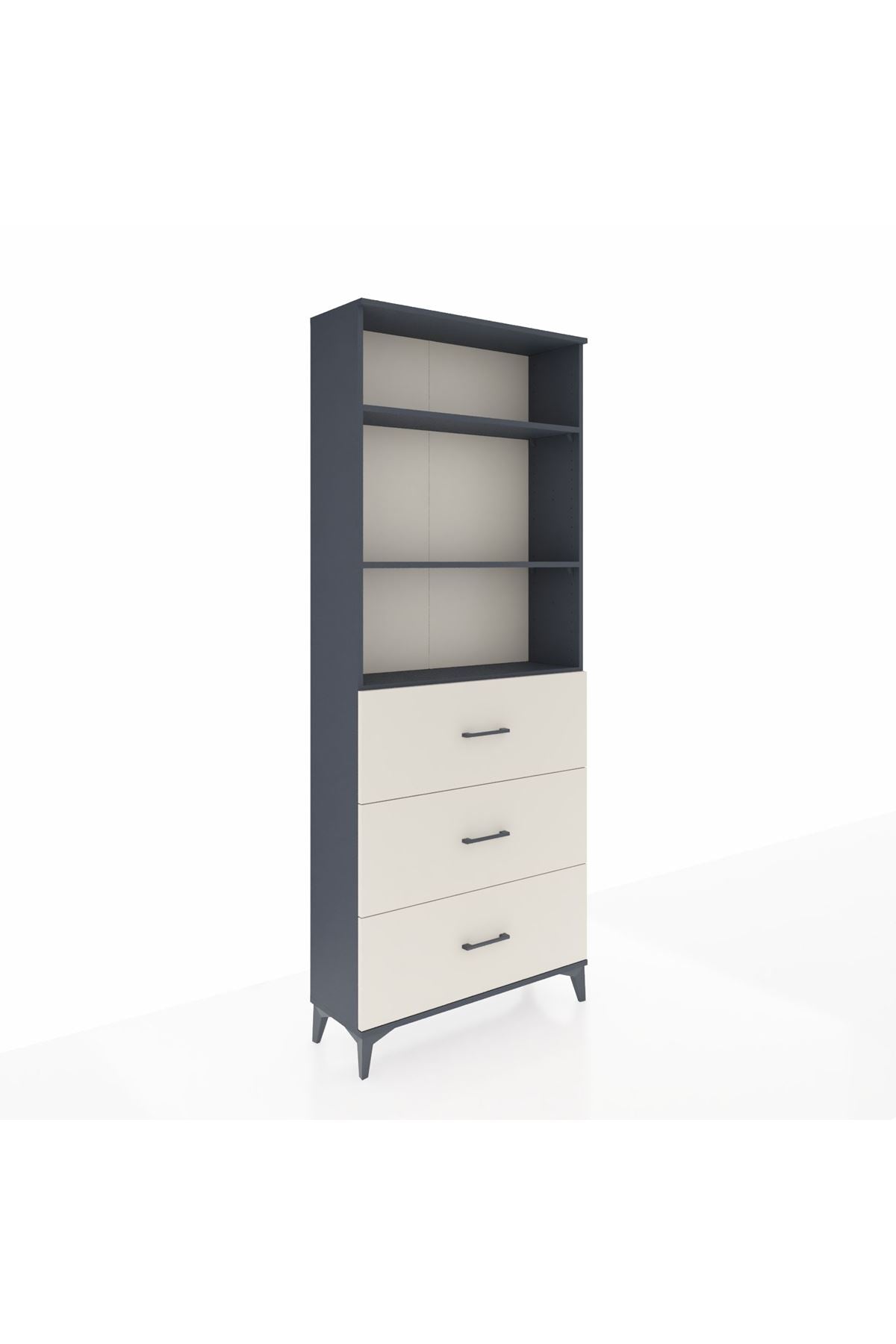 Arges Dolap 3 Raflı 3 Çekmeceli 88x30x221 Antrasit-Aytaşı