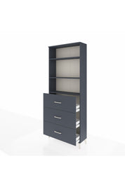 Arges Dolap 3 Raflı 3 Çekmeceli 88x30x221 Antrasit-Antrasit