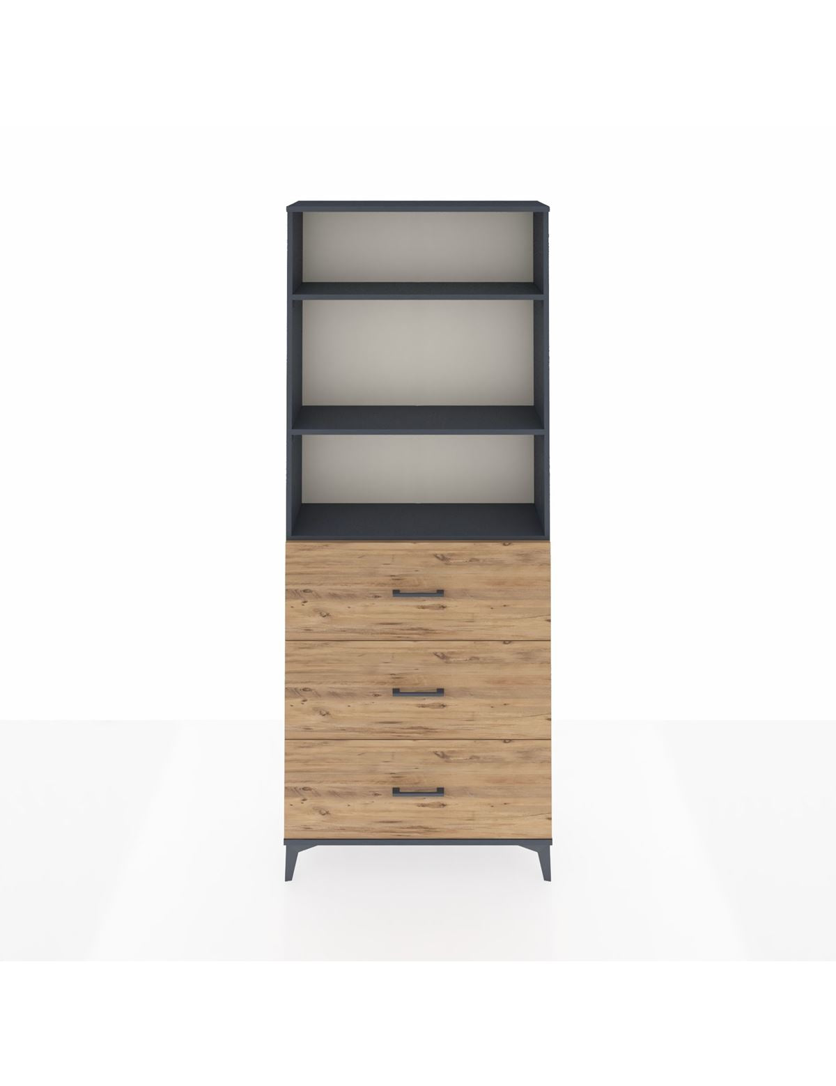 Arges Dolap 3 Raflı 3 Çekmeceli 88x30x221 Antrasit-Çam