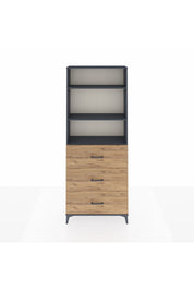 Arges Dolap 3 Raflı 3 Çekmeceli 88x30x221 Antrasit-Çam
