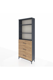 Arges Dolap 3 Raflı 3 Çekmeceli 88x30x221 Antrasit-Çam