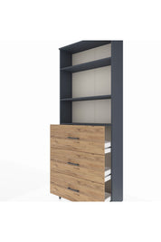 Arges Dolap 3 Raflı 3 Çekmeceli 88x30x221 Antrasit-Çam