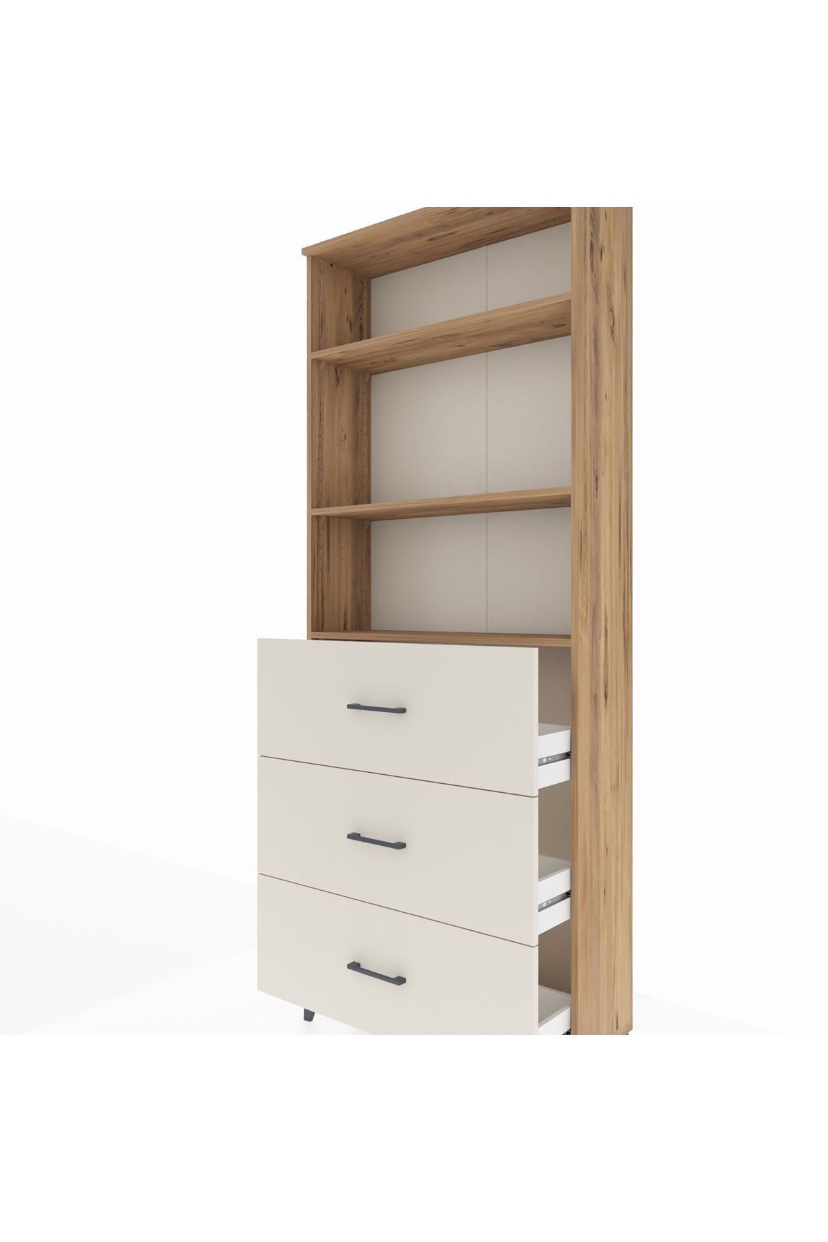 Arges Dolap 3 Raflı 3 Çekmeceli 88x30x221 Çam-Aytaşı