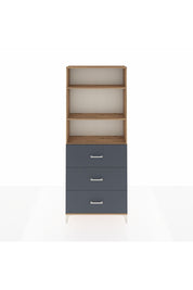 Arges Dolap 3 Raflı 3 Çekmeceli 88x30x221 Çam-Antrasit