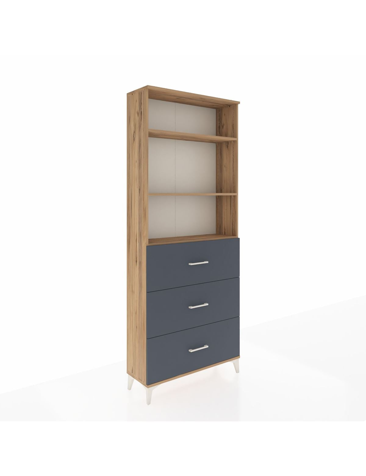 Arges Dolap 3 Raflı 3 Çekmeceli 88x30x221 Çam-Antrasit