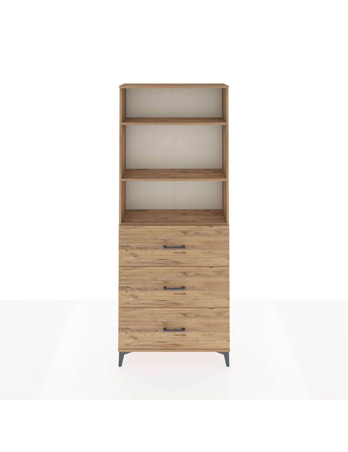 Arges Dolap 3 Raflı 3 Çekmeceli 88x30x221 Çam-Çam