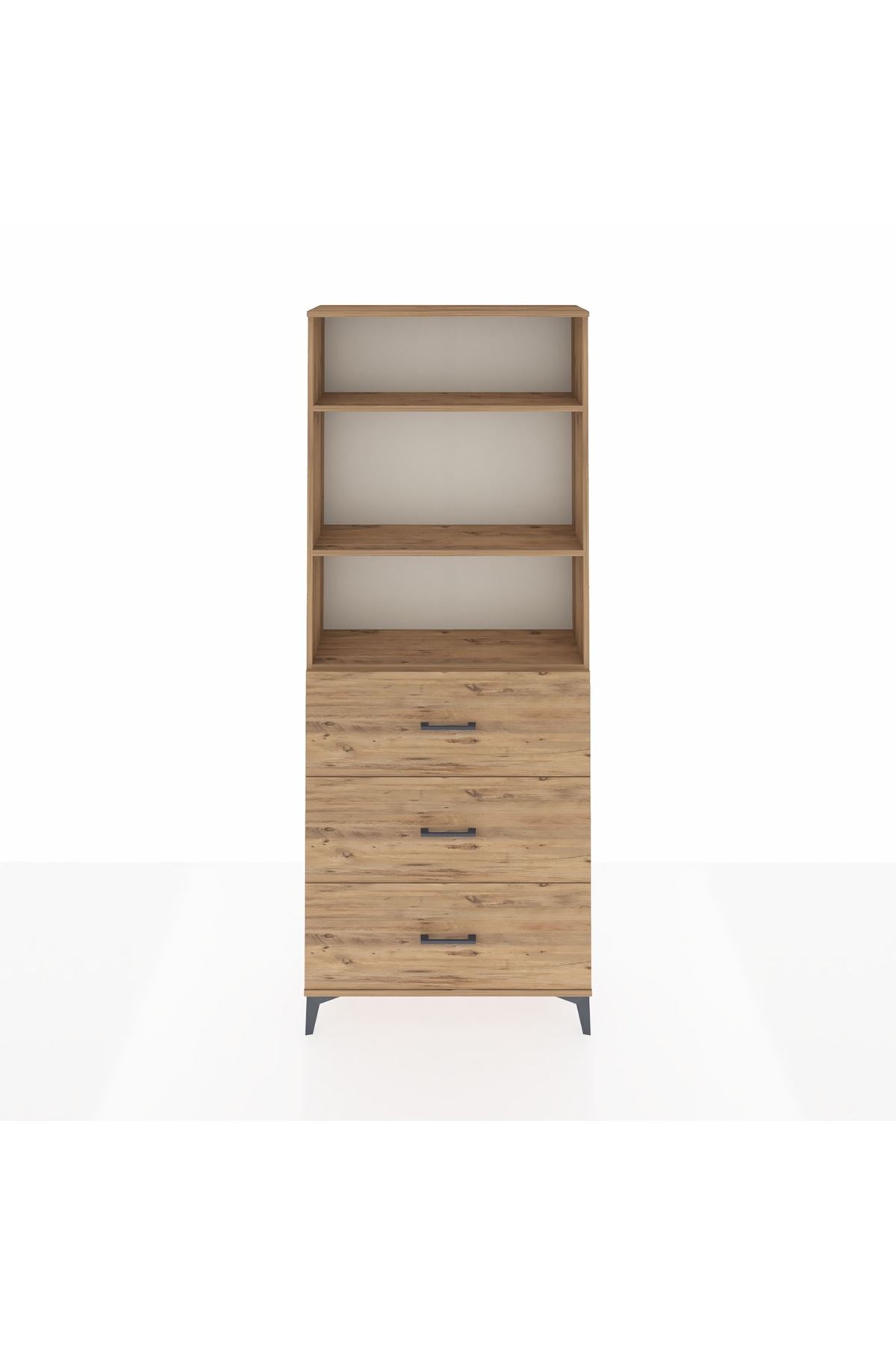 Arges Dolap 3 Raflı 3 Çekmeceli 88x30x221 Çam-Çam