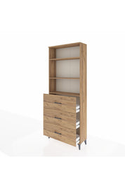 Arges Dolap 3 Raflı 3 Çekmeceli 88x30x221 Çam-Çam