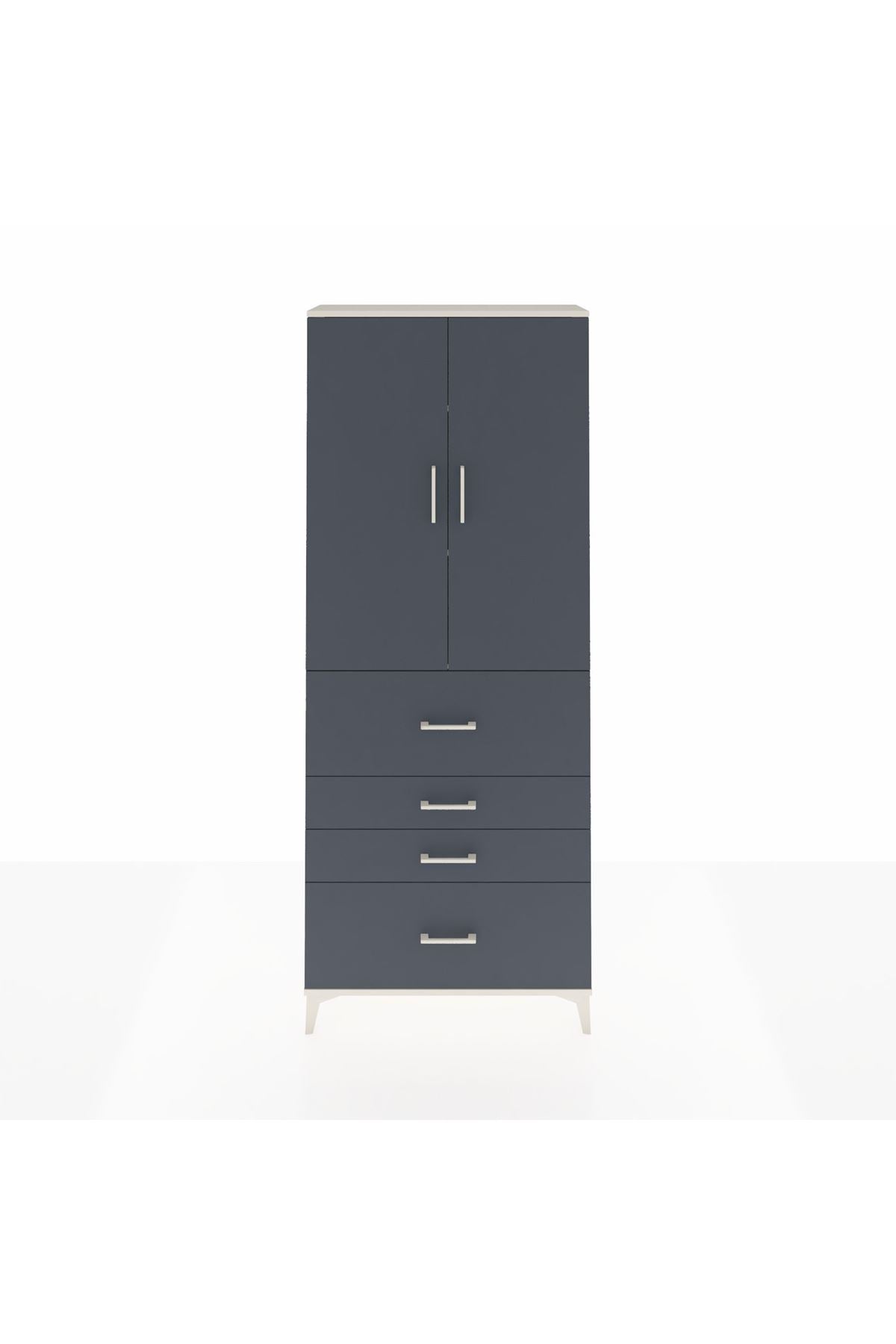 Arges Dolap 3 Raflı 4 Çekmeceli 2 Kapaklı 88x30x221 Aytaşı-Antrasit