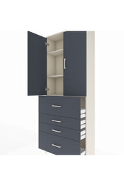 Arges Dolap 3 Raflı 4 Çekmeceli 2 Kapaklı 88x30x221 Aytaşı-Antrasit