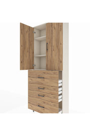 Arges Dolap 3 Raflı 4 Çekmeceli 2 Kapaklı 88x30x221 Aytaşı-Çam