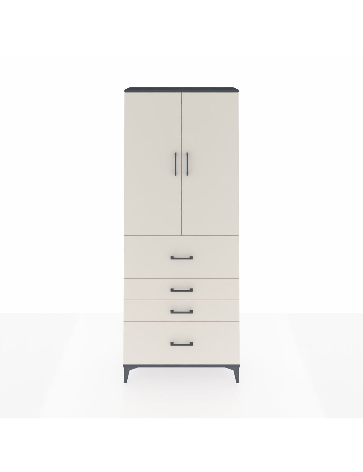 Arges Dolap 3 Raflı 4 Çekmeceli 2 Kapaklı 88x30x221 Antrasit-Aytaşı