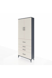 Arges Dolap 3 Raflı 4 Çekmeceli 2 Kapaklı 88x30x221 Antrasit-Aytaşı