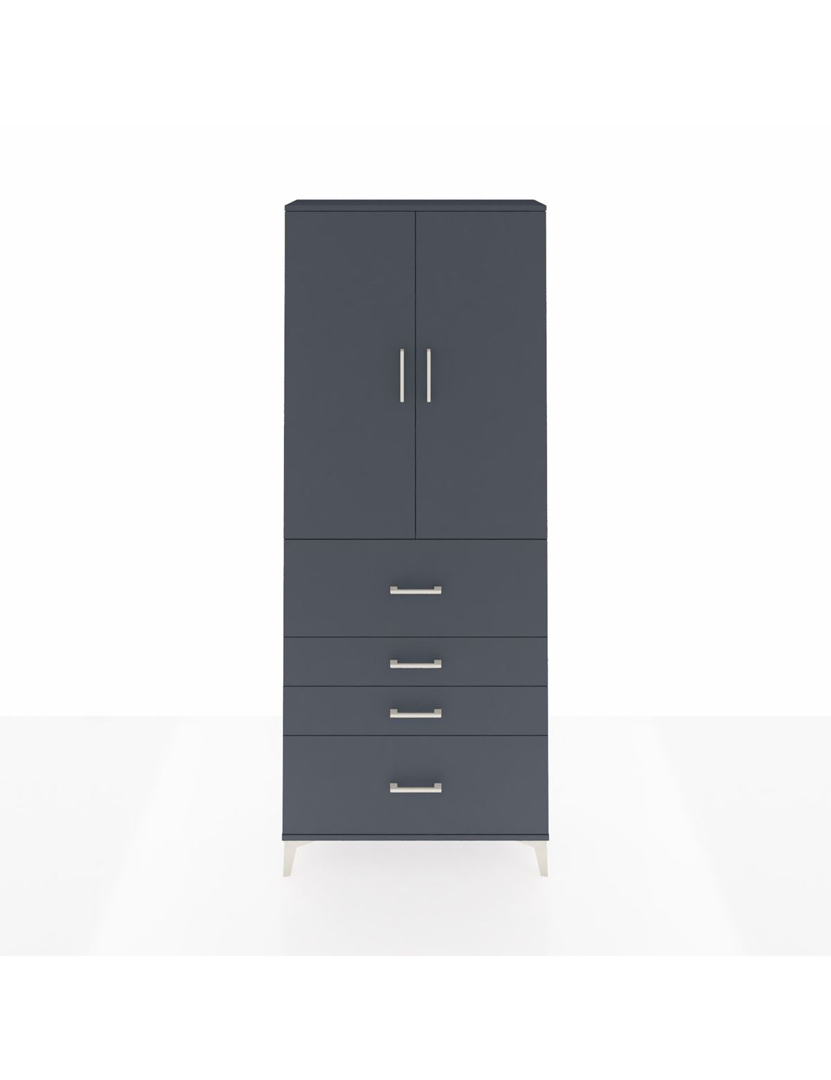 Arges Dolap 3 Raflı 4 Çekmeceli 2 Kapaklı 88x30x221 Antrasit-Antrasit