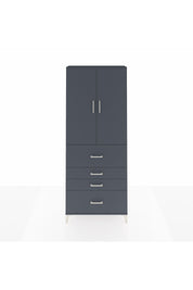 Arges Dolap 3 Raflı 4 Çekmeceli 2 Kapaklı 88x30x221 Antrasit-Antrasit