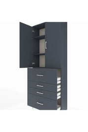 Arges Dolap 3 Raflı 4 Çekmeceli 2 Kapaklı 88x30x221 Antrasit-Antrasit