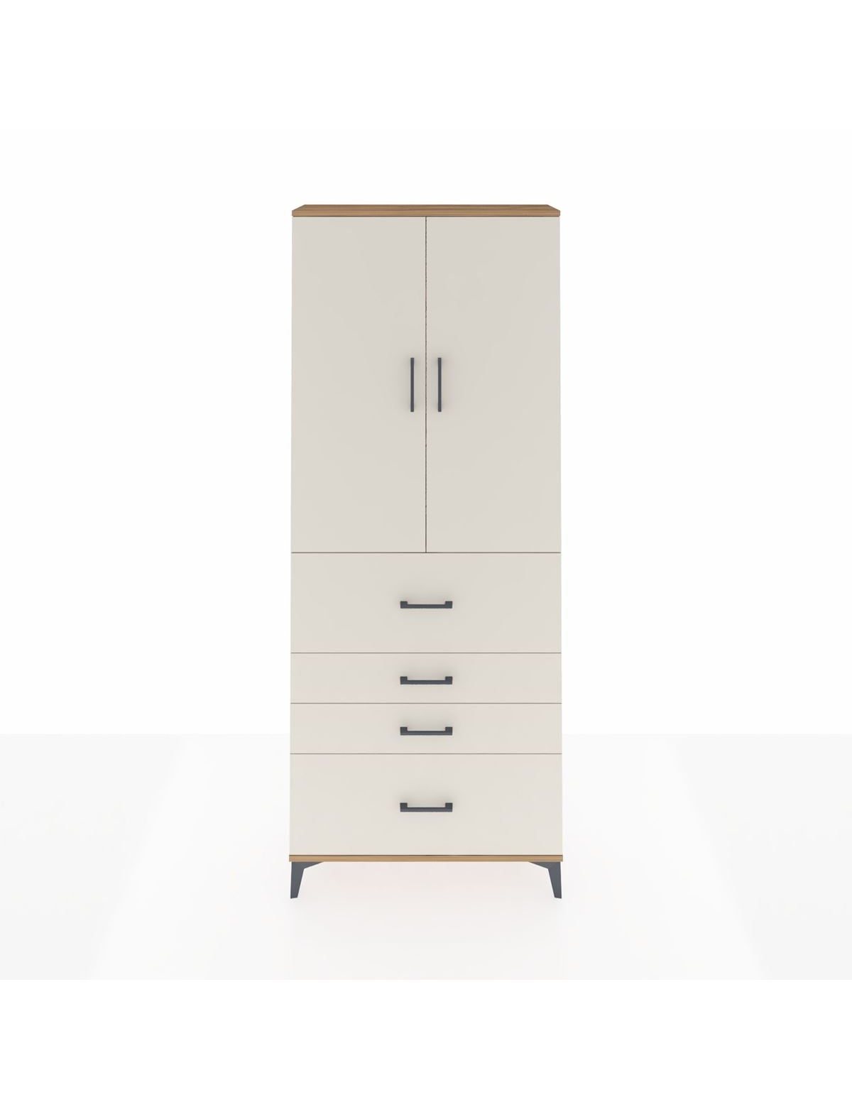 Arges Dolap 3 Raflı 4 Çekmeceli 2 Kapaklı 88x30x221 Çam-Aytaşı