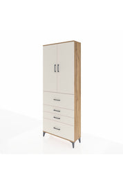 Arges Dolap 3 Raflı 4 Çekmeceli 2 Kapaklı 88x30x221 Çam-Aytaşı
