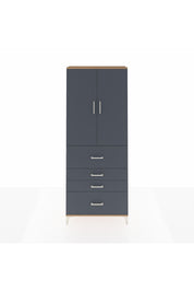 Arges Dolap 3 Raflı 4 Çekmeceli 2 Kapaklı 88x30x221 Çam-Antrasit