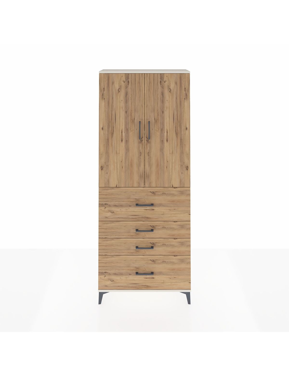 Arges Dolap 2 Raflı 4 Çekmeceli 2 Kapaklı 88x30x221 Aytaşı-Çam