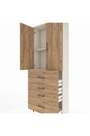 Arges Dolap 2 Raflı 4 Çekmeceli 2 Kapaklı 88x30x221 Aytaşı-Çam