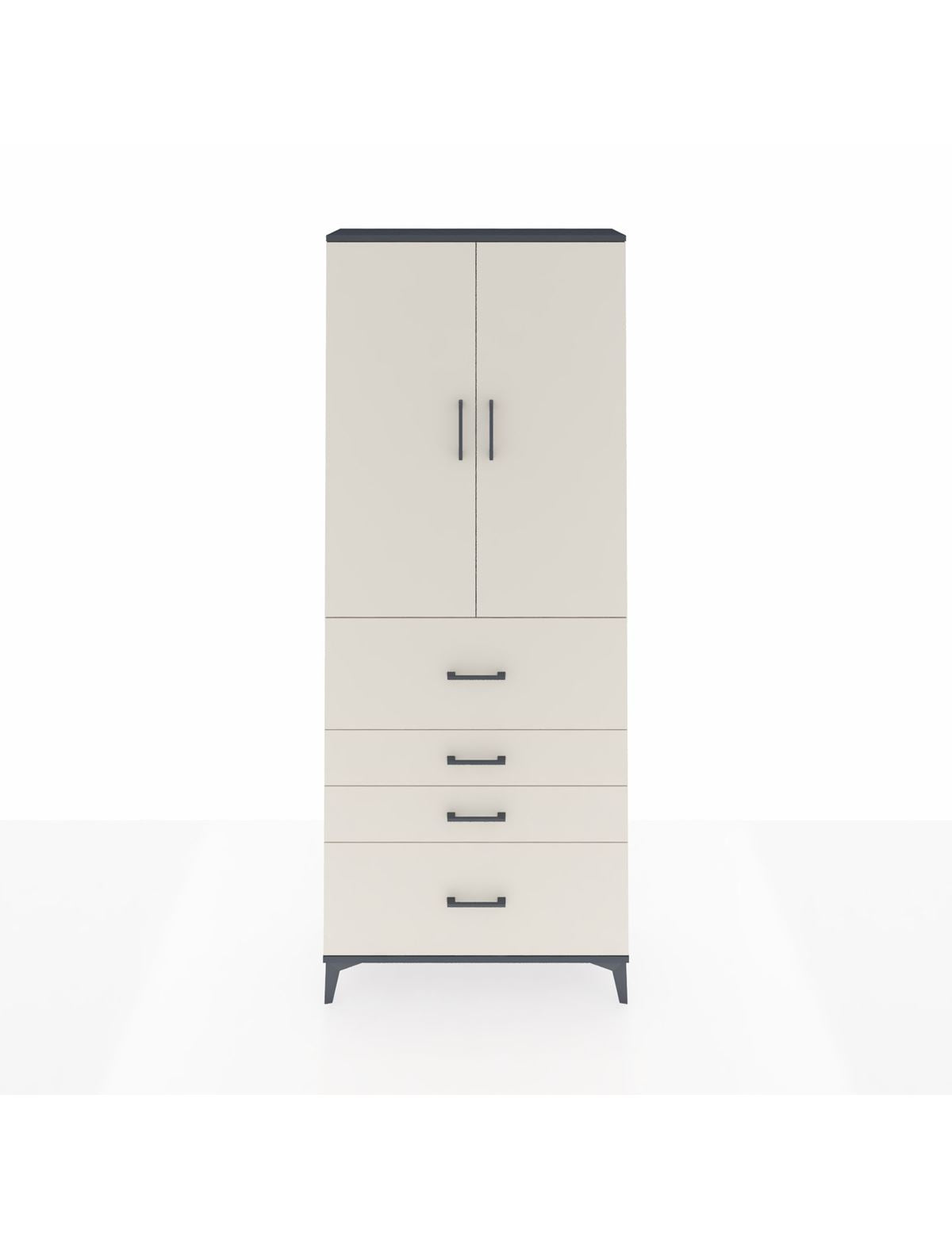 Arges Dolap 2 Raflı 4 Çekmeceli 2 Kapaklı 88x30x221 Antrasit-Aytaşı