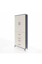 Arges Dolap 2 Raflı 4 Çekmeceli 2 Kapaklı 88x30x221 Antrasit-Aytaşı