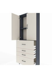 Arges Dolap 2 Raflı 4 Çekmeceli 2 Kapaklı 88x30x221 Antrasit-Aytaşı