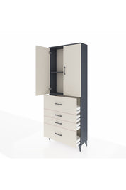 Arges Dolap 2 Raflı 4 Çekmeceli 2 Kapaklı 88x30x221 Antrasit-Aytaşı