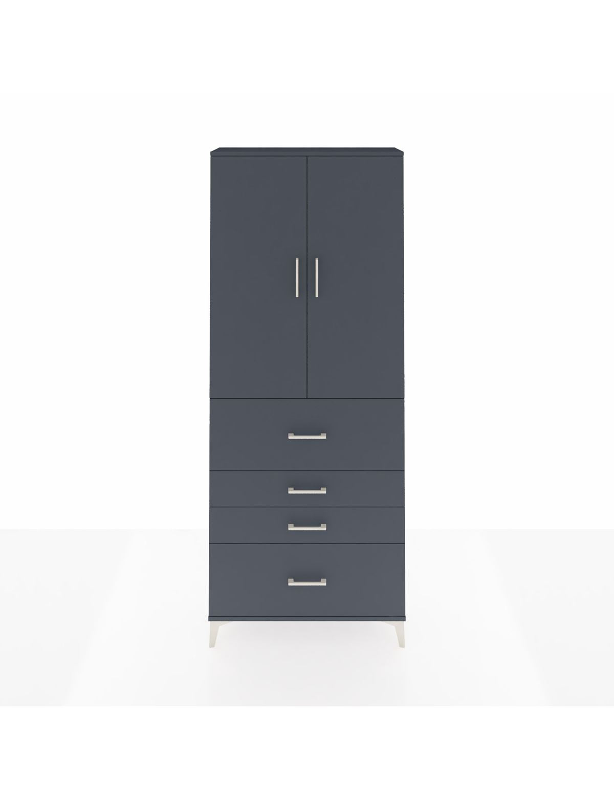 Arges Dolap 2 Raflı 4 Çekmeceli 2 Kapaklı 88x30x221 Antrasit-Antrasit